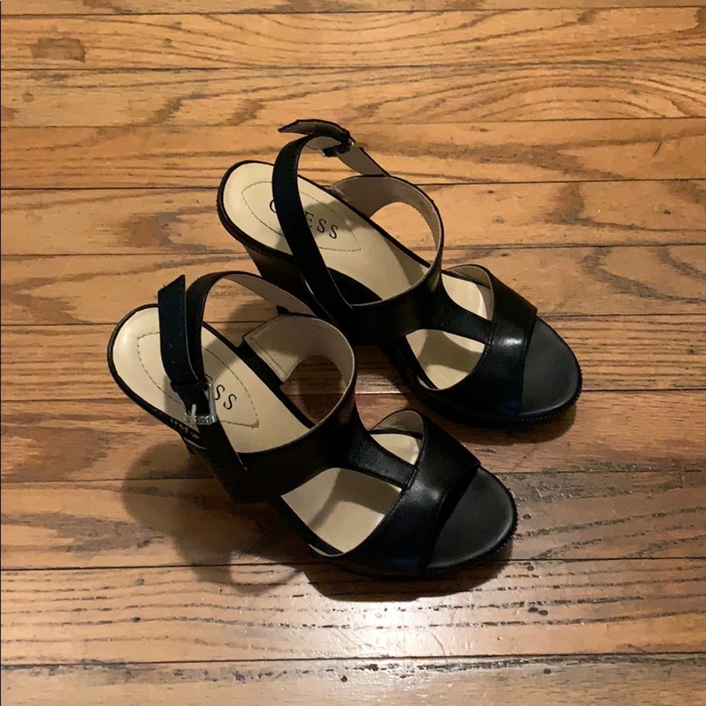 Guess black wedges